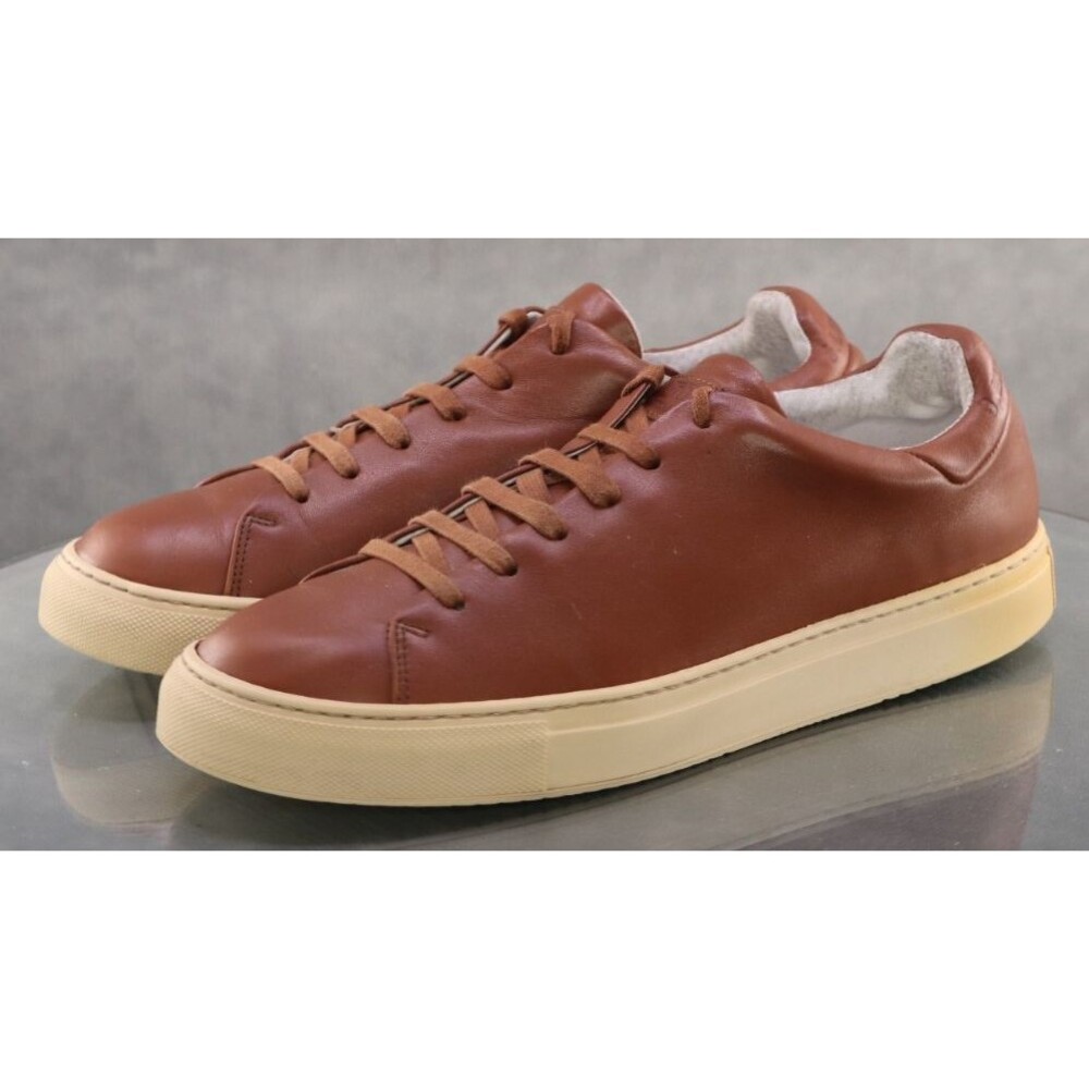 J. Lindeberg Premium Men's Low Top Sneakers Shoes Size EU 43 US 10 Leather Tan